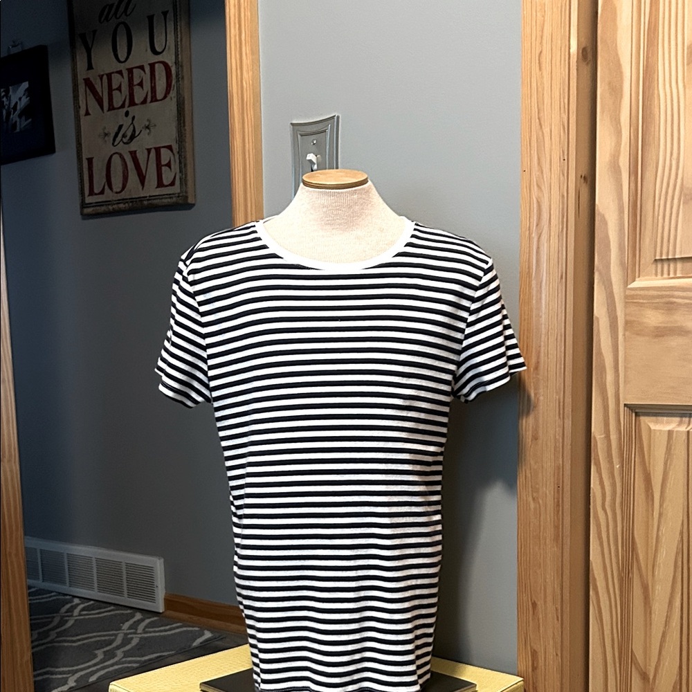 Joe Fresh Black and White Striped Short Sleeve Tee